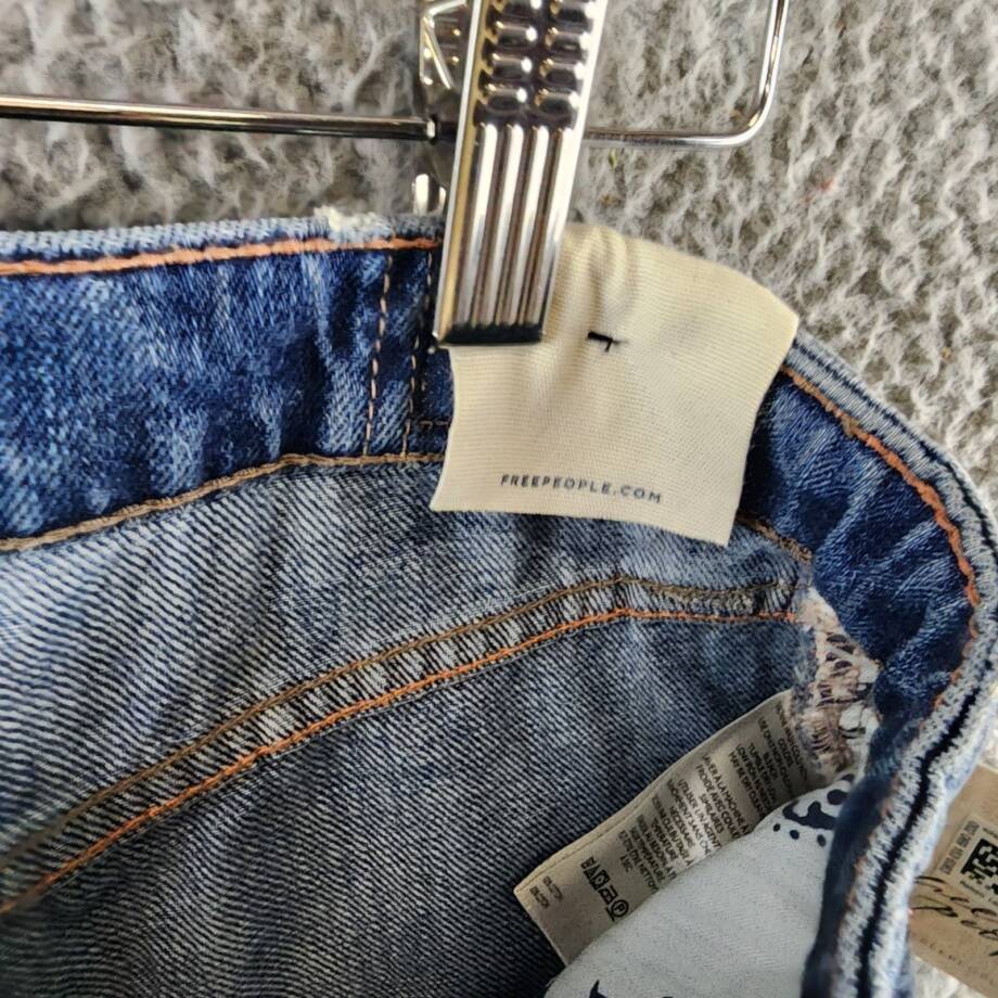 Free People Slim Shade Selvedge Jeans Women 27 True Blue Zip Fly Button Closure