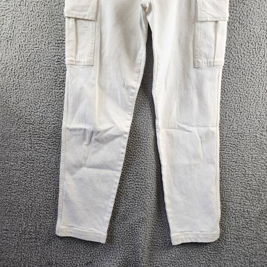REBECCA MINKOFF Relaxed Cargo Pants Women's 30 Alabaster Button Zip Closure