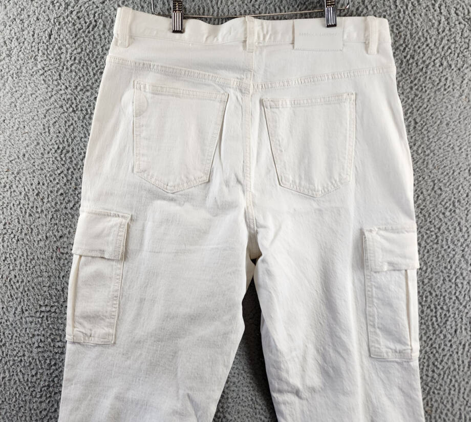 REBECCA MINKOFF Relaxed Cargo Pants Women's 30 Alabaster Button Zip Closure