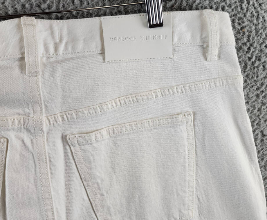 REBECCA MINKOFF Relaxed Cargo Pants Women's 30 Alabaster Button Zip Closure