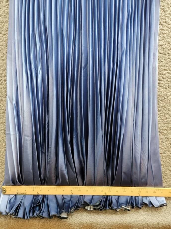 AQUA Pleated Shimmer Mixed Media Gown Women's 16 Navy/Blue V-Neck Back Zipped