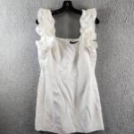 French Connection Whisper Ruffled Mini Dress Women's 10 Summer White Back Zip