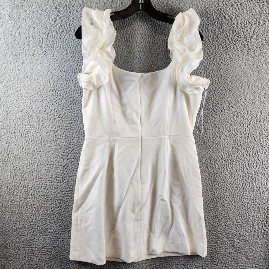 French Connection Whisper Ruffled Mini Dress Women's 10 Summer White Back Zip