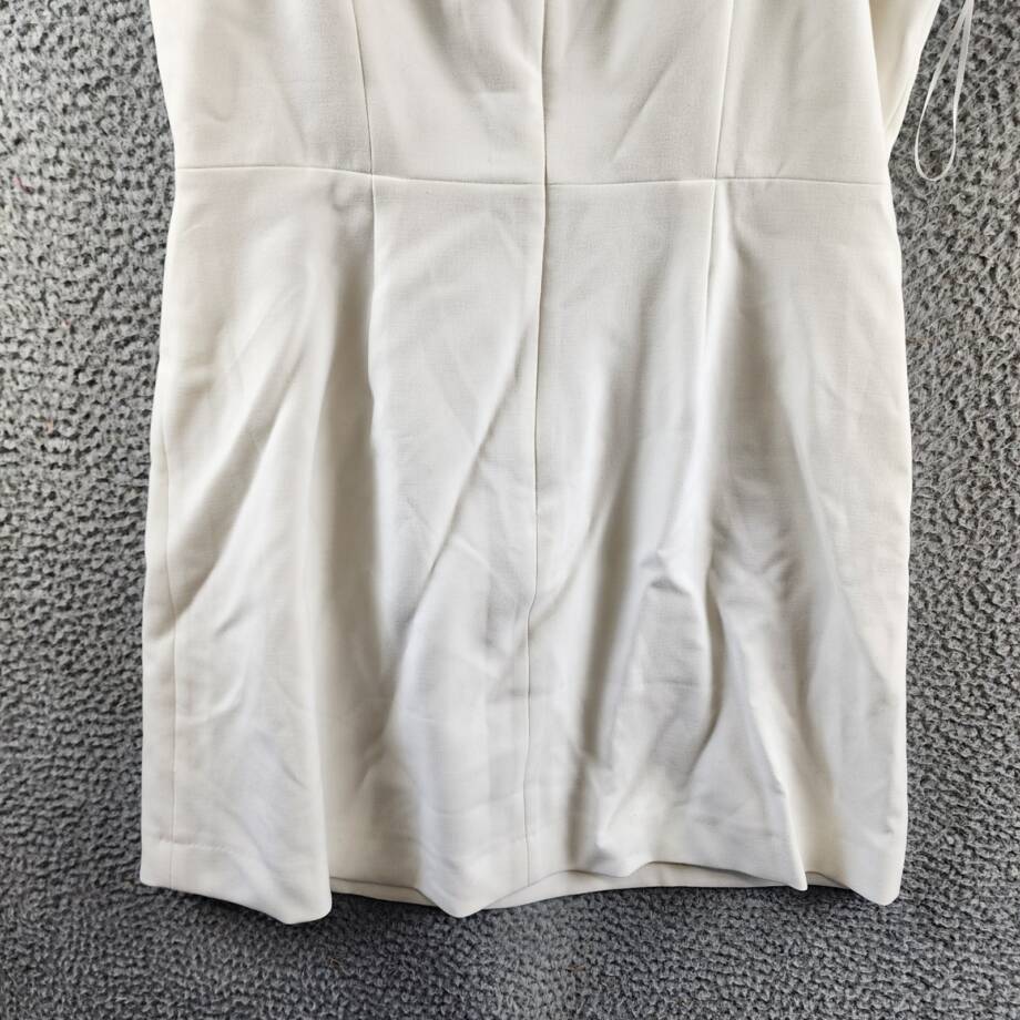 French Connection Whisper Ruffled Mini Dress Women's 10 Summer White Back Zip