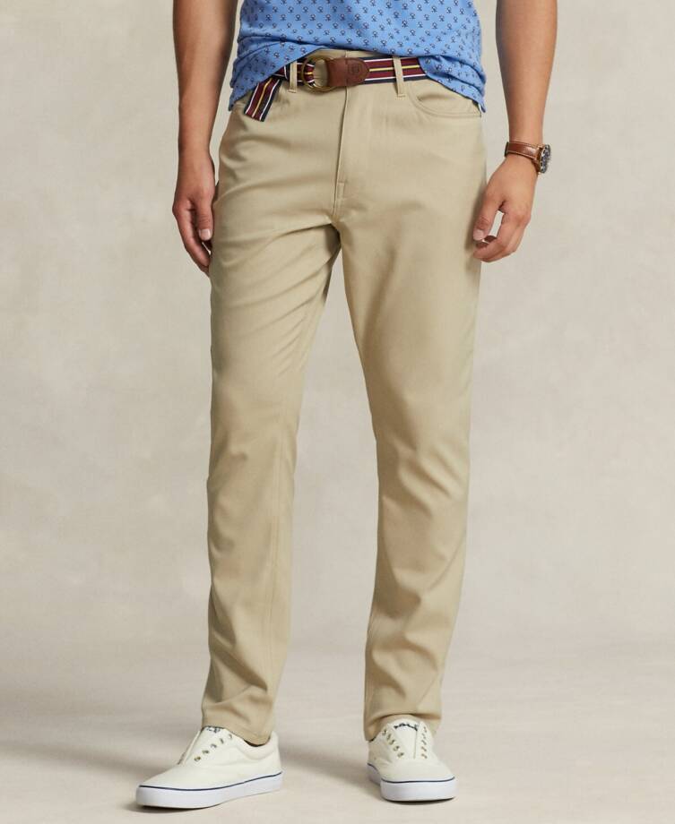 Polo Ralph Lauren Slim-Fit Performance Chino Pants Men's 40/30 Khaki Button Zip