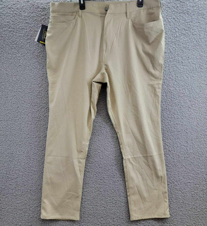 Polo Ralph Lauren Slim-Fit Performance Chino Pants Men's 40/30 Khaki Button Zip