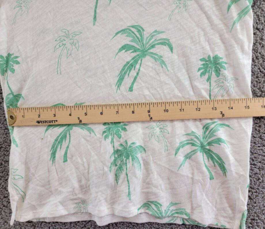 ATM Anthony Thomas Melillo Palm Print Crewneck T Shirt Womens XS White Green S/S