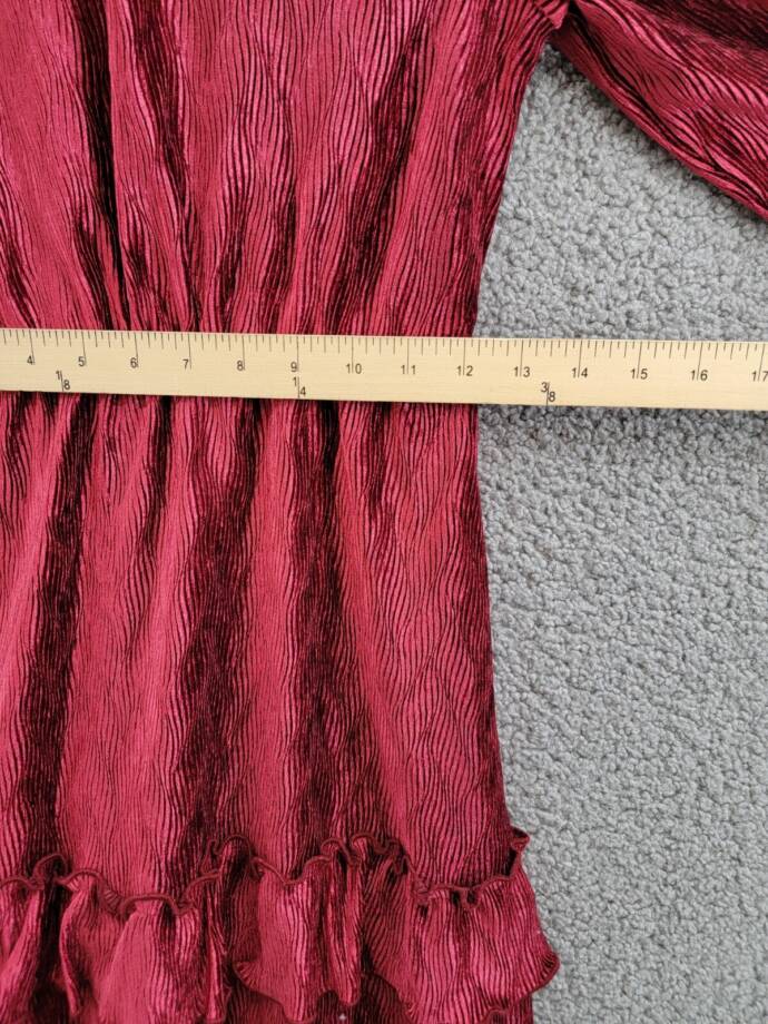 Rare Editions Long Sleeve Textured Velvet Tiered Dress Big Girls 8 Burgundy