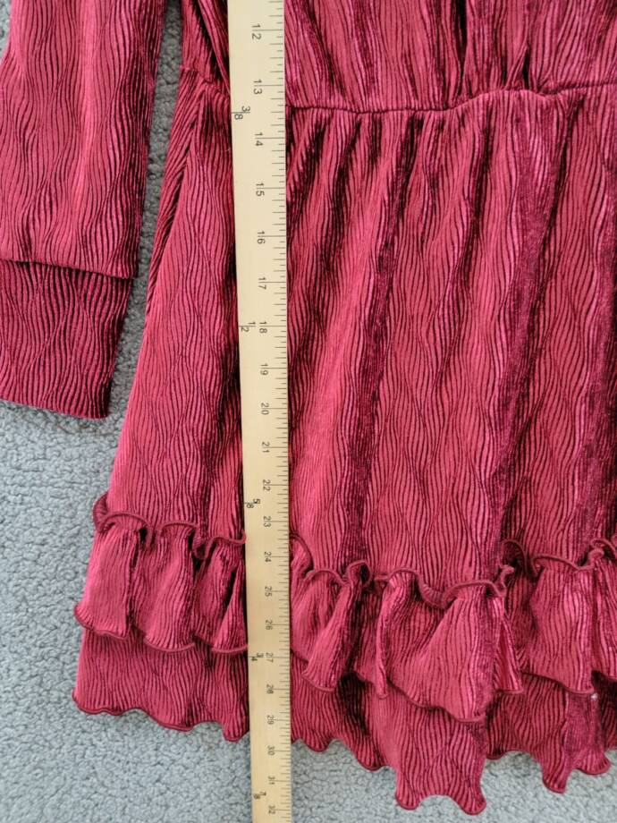 Rare Editions Long Sleeve Textured Velvet Tiered Dress Big Girls 8 Burgundy