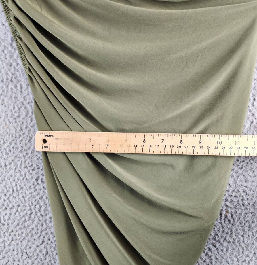 Norma Kamali Diana Asymmetric Mini Dress Women's S/36 Military Ruched Pullover