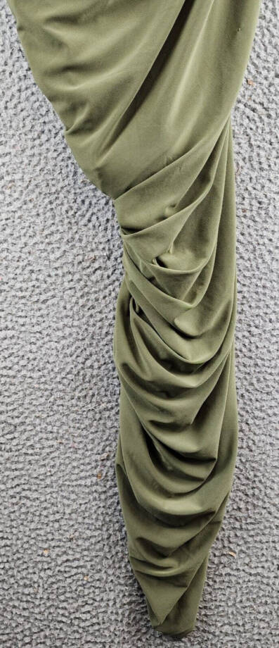 Norma Kamali Diana Asymmetric Mini Dress Women's S/36 Military Ruched Pullover