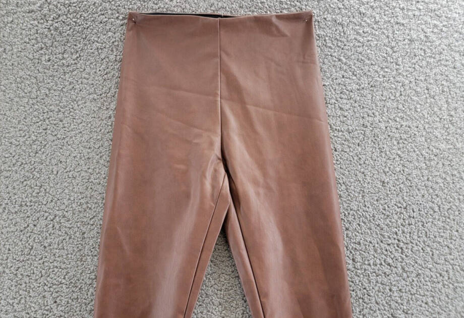 Aqua Faux Leather High Waist Leggings Women's XS Walnut Elastic Waist Pull On