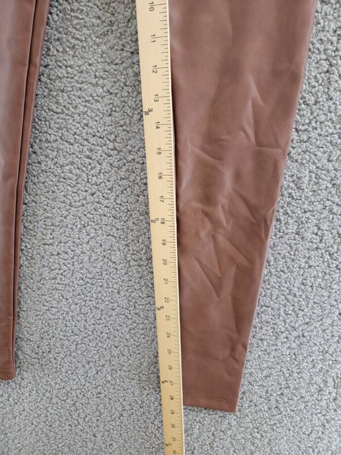 Aqua Faux Leather High Waist Leggings Women's XS Walnut Elastic Waist Pull On