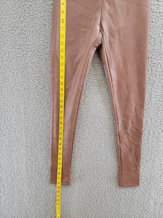 Aqua Faux Leather High Waist Leggings Women's XS Walnut Elastic Waist Pull On