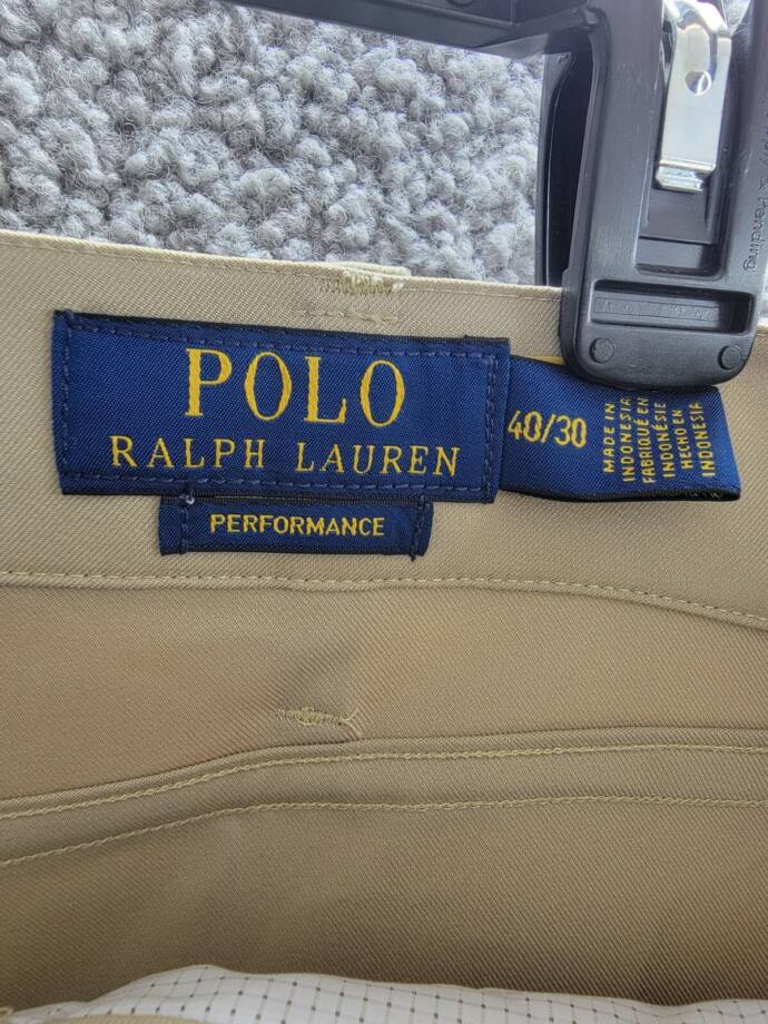 Polo Ralph Lauren Slim-Fit Performance Chino Pants Men's 40/30 Khaki Button Zip