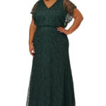Adrianna Papell Plus Size Beaded Blouson Dolman-Sleeve Gown Women's 18W Emerald