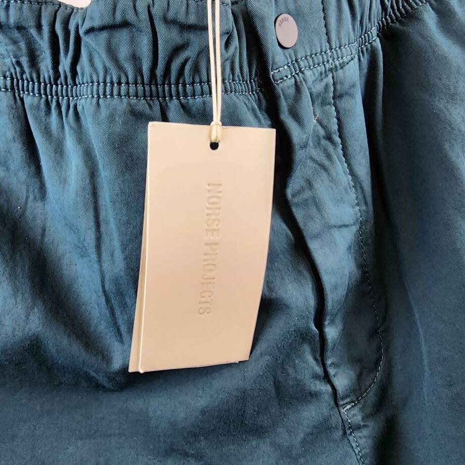 Norse Projects Ezra Elasticized Waist Shorts Men's S Deep Marine Zipper Fly