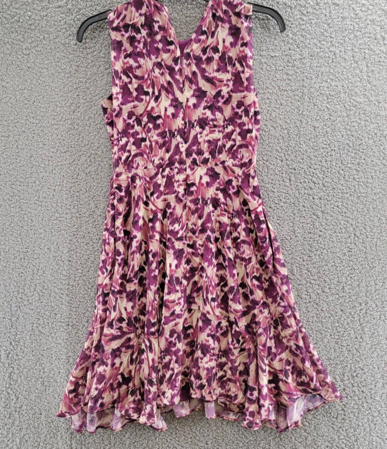 Jessica Howard Petite Printed Fit & Flare Dress Womens 6P Berry Back Zip Closure