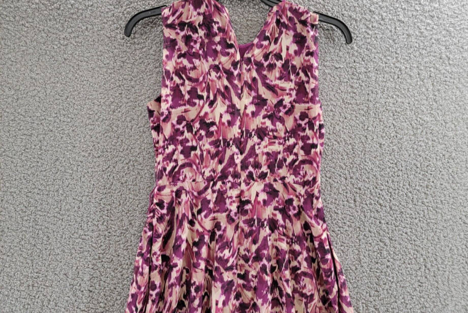 Jessica Howard Petite Printed Fit & Flare Dress Womens 6P Berry Back Zip Closure