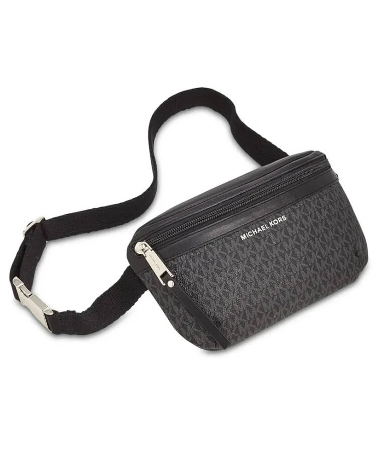 Michael Kors Logo Fanny Pack Women's One Size Black Silver-Tone Hardware Zip