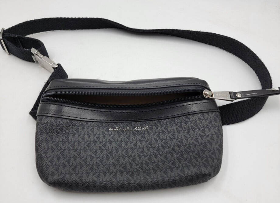 Michael Kors Logo Fanny Pack Women's One Size Black Silver-Tone Hardware Zip