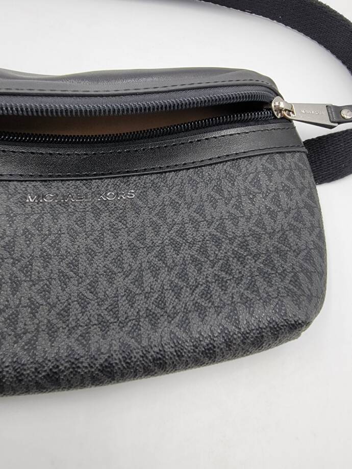 Michael Kors Logo Fanny Pack Women's One Size Black Silver-Tone Hardware Zip