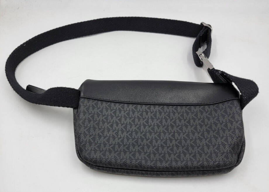 Michael Kors Logo Fanny Pack Women's One Size Black Silver-Tone Hardware Zip