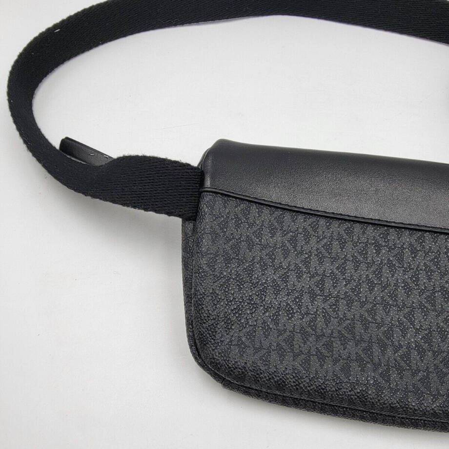 Michael Kors Logo Fanny Pack Women's One Size Black Silver-Tone Hardware Zip