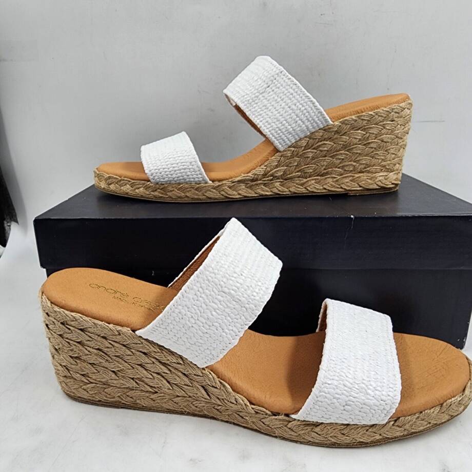 Andre Assous Nori Shoes Women's 40 M White Stretch Open Round Toe Slip-On