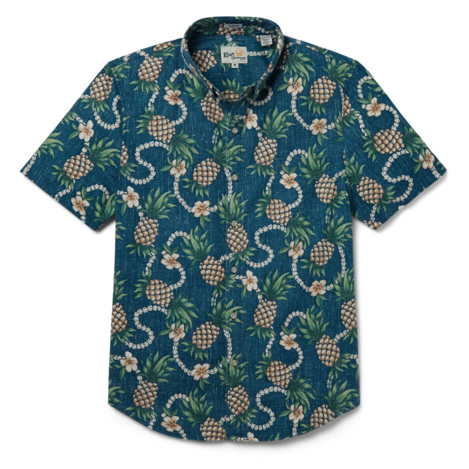 Reyn Spooner Pining for You Button Down Shirt Men's XL Real Teal Multi Printed +