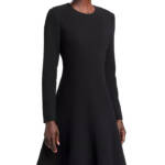Lafayette 148 New York Seamed Wool Crepe Flounce Mini Dress Women's 16 Black L/S