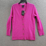 C by Bloomingdale's Cashmere Grandfather Cardigan Women's L Cherry Bloss