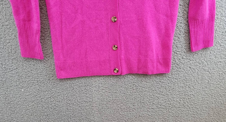 C by Bloomingdale's Cashmere Grandfather Cardigan Women's L Cherry Bloss