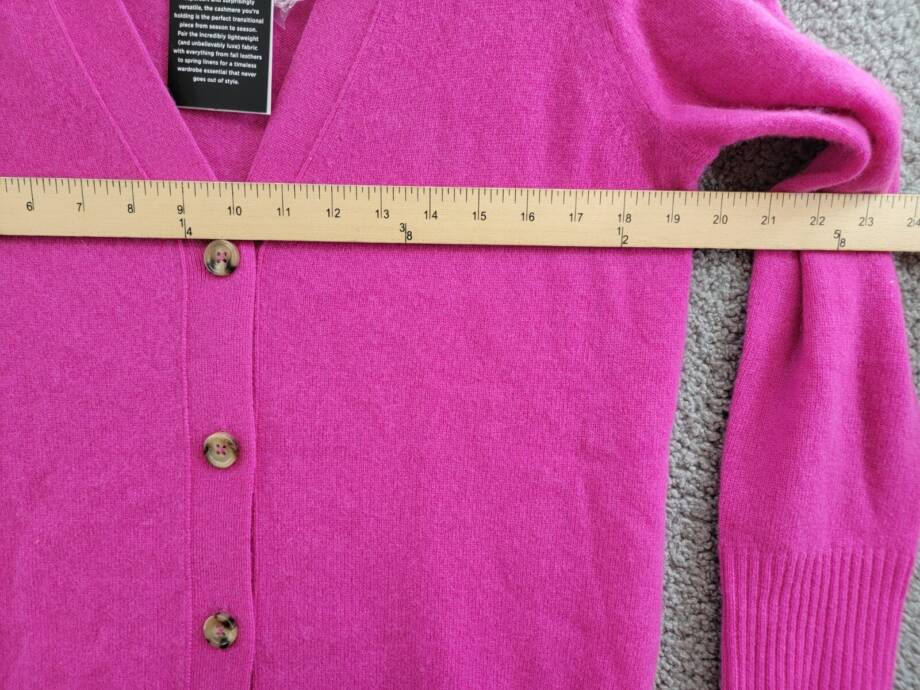 C by Bloomingdale's Cashmere Grandfather Cardigan Women's L Cherry Bloss