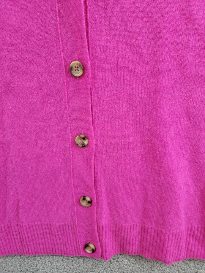 C by Bloomingdale's Cashmere Grandfather Cardigan Women's L Cherry Bloss
