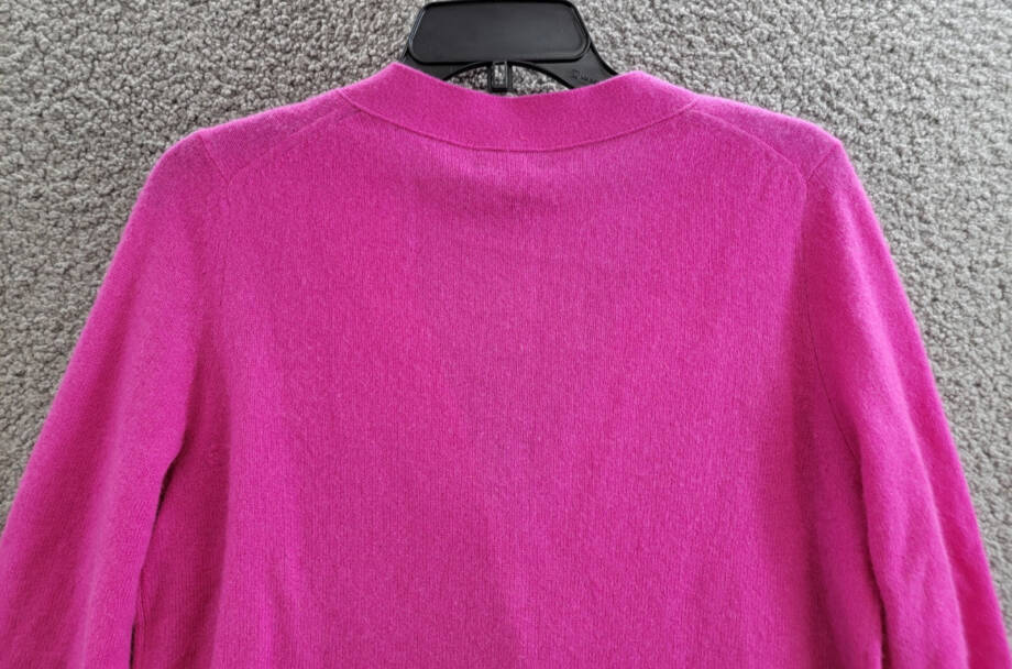 C by Bloomingdale's Cashmere Grandfather Cardigan Women's L Cherry Bloss