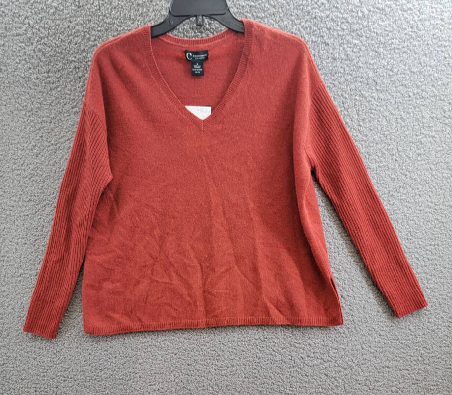 C By Bloomingdale's Cashmere Ribbed Sleeve Cashmere Sweater Women S Dark Sienna