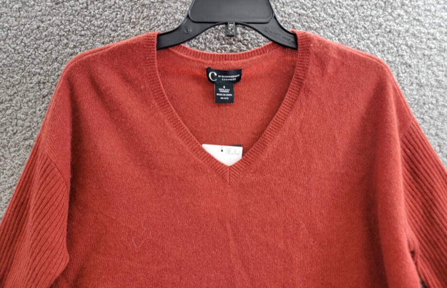 C By Bloomingdale's Cashmere Ribbed Sleeve Cashmere Sweater Women S Dark Sienna