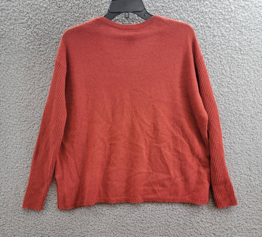 C By Bloomingdale's Cashmere Ribbed Sleeve Cashmere Sweater Women S Dark Sienna