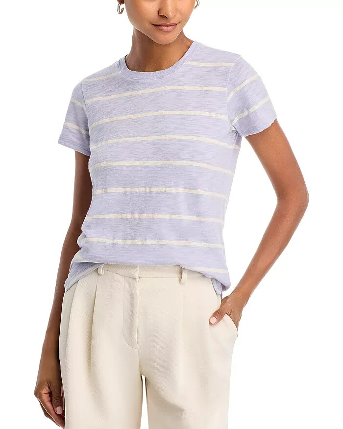 ATM Slub Jersey Schoolboy Stripe Crewneck Ringer Tee Women's S Skyflower S/S
