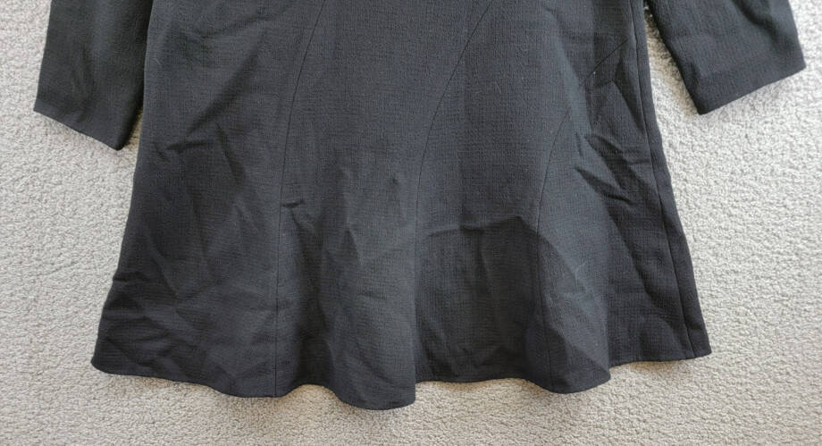 Lafayette 148 New York Seamed Wool Crepe Flounce Mini Dress Women's 16 Black L/S