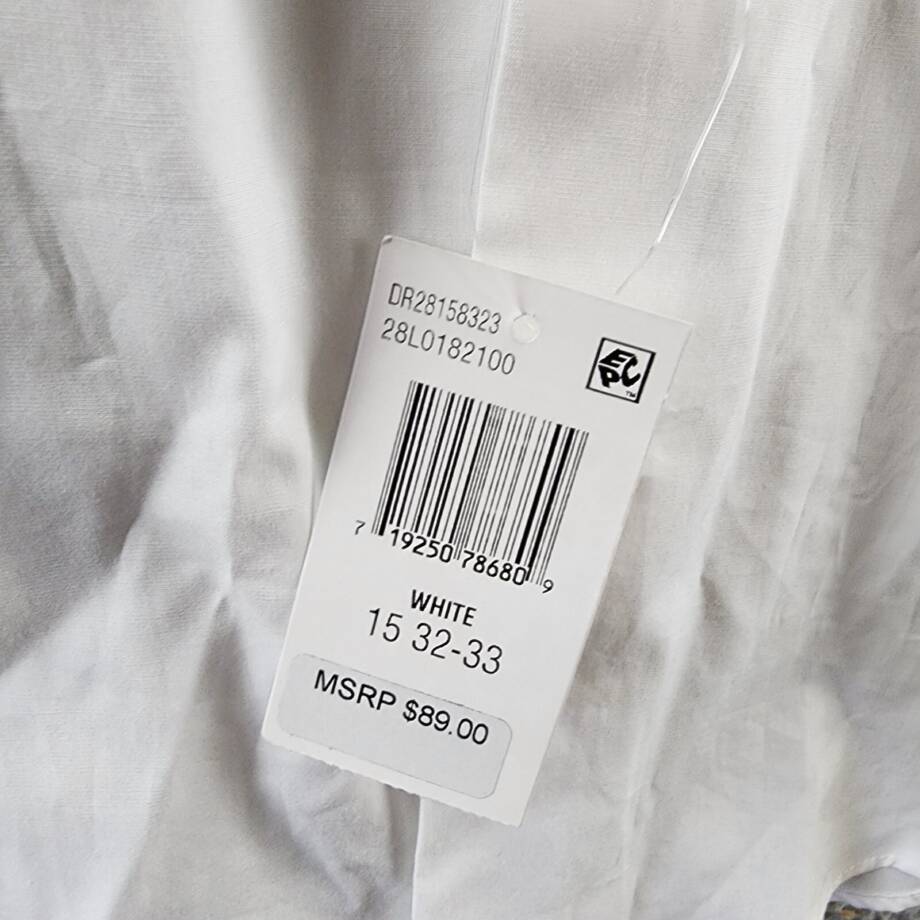 The Men's Store at Bloomingdale's Slim Fit Dress Shirt Men's 15 32/33 White L/S~