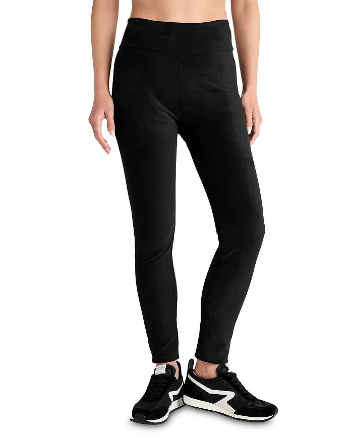 Splendid Faux Suede Leggings Women's Large Black Pull-On Style