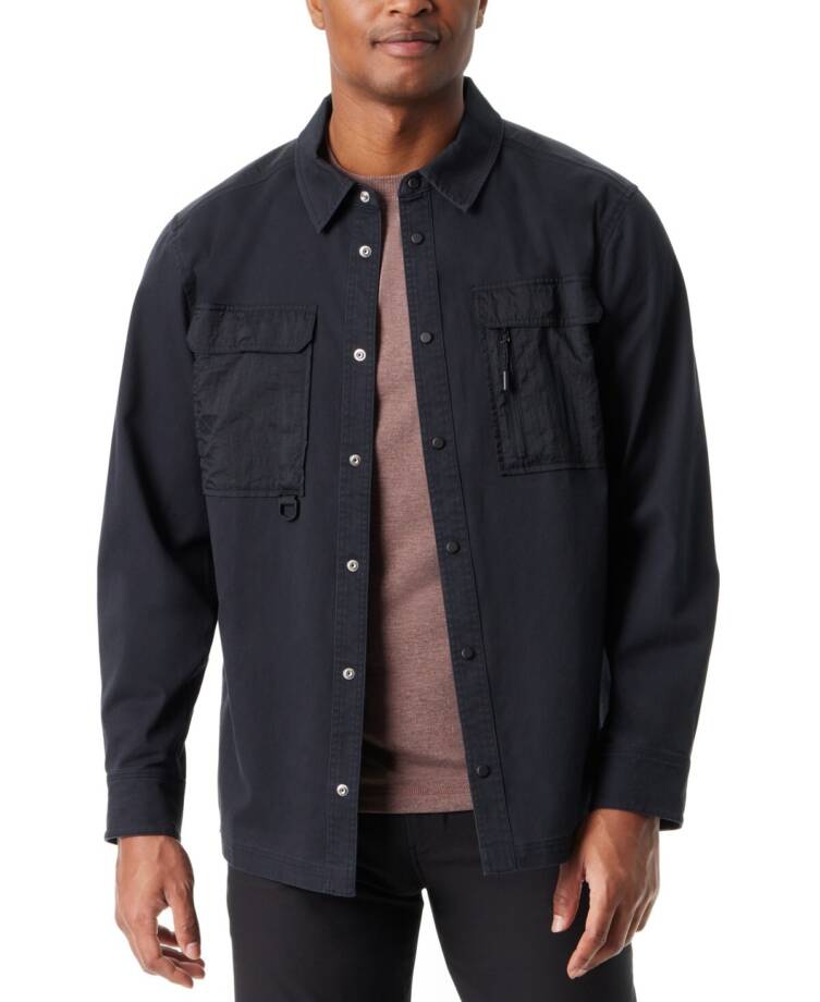 Bass Outdoor Relaxed Fit Stretch Worker Shirt Jacket Men's S Black Beauty L/S