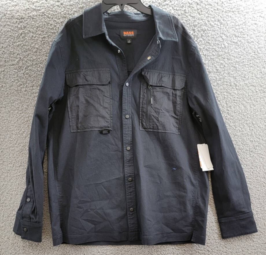 Bass Outdoor Relaxed Fit Stretch Worker Shirt Jacket Men's S Black Beauty L/S