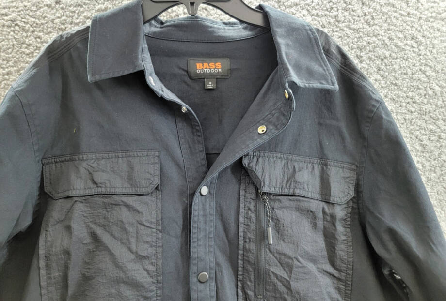 Bass Outdoor Relaxed Fit Stretch Worker Shirt Jacket Men's S Black Beauty L/S