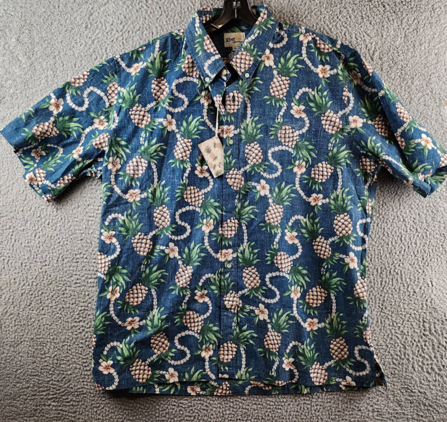 Reyn Spooner Pining For You Classic Fit Button Down Shirt Men's 2XL Real Teal
