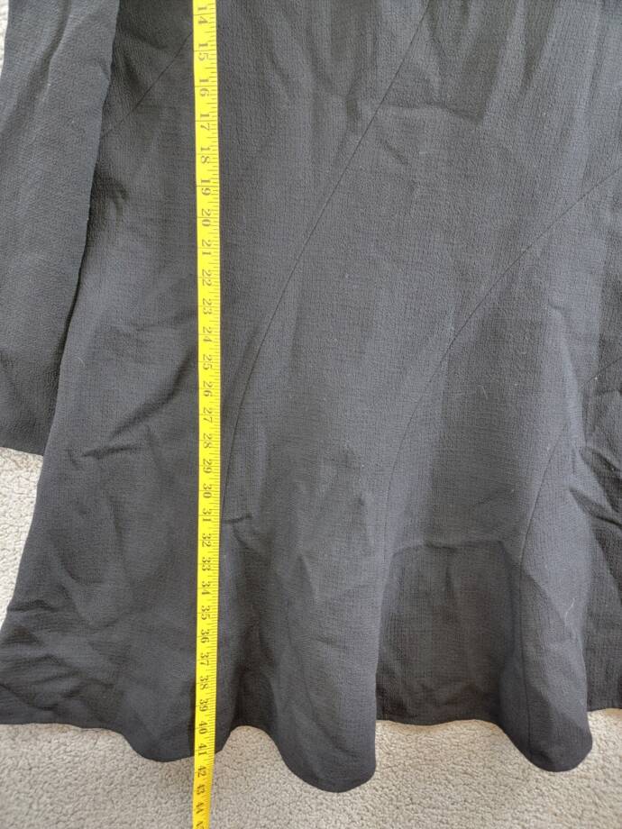 Lafayette 148 New York Seamed Wool Crepe Flounce Mini Dress Women's 16 Black L/S