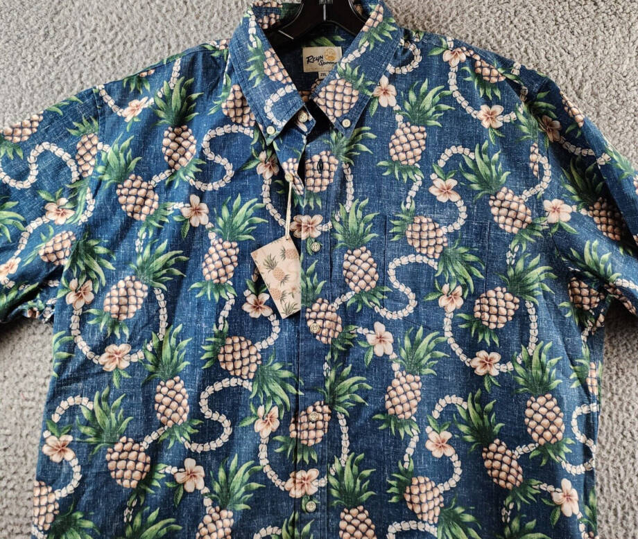Reyn Spooner Pining For You Classic Fit Button Down Shirt Men's 2XL Real Teal