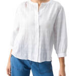 Sanctuary The Femme Shirt Women's XXS White Round Neck Button Front Closures~